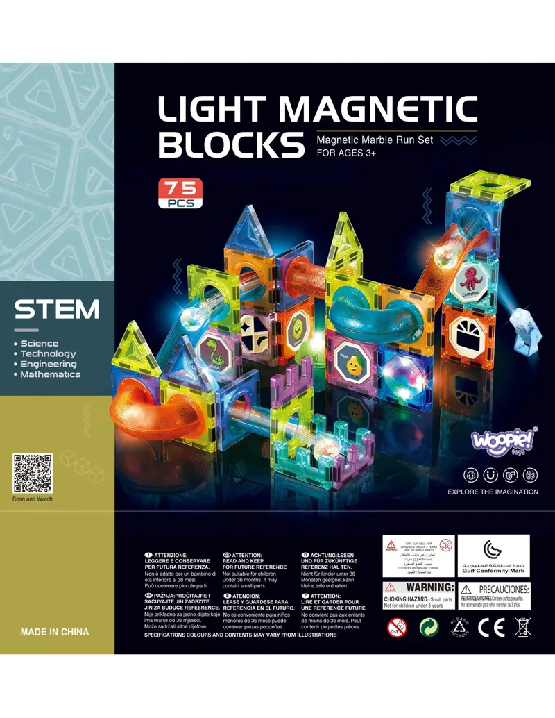 WOOPIE 40000 Magnetyczne Klocki Tor Świetlny 75 el