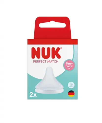 NUK 124034 Smoczek Do Butelki 2 szt. M Silikon FLOW CONTROL