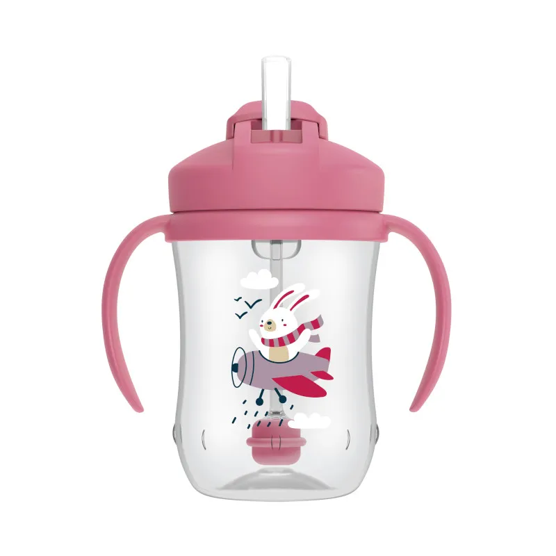 Dr.Browns TC91011 Kubek Pierwsza Słomka 270ml Królik +6M - Różowy