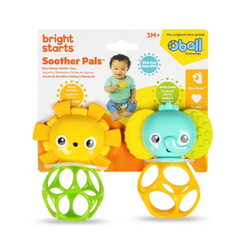 OBALL 16762-6 Zestaw Gryzaków Z Grzechotką Smoother Pals Lew I Słoń 3m