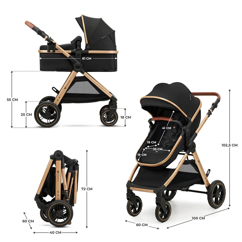 KINDERKRAFT Wózek Wielofunkcyjny ESME 3w1 Pure Black+MINK PRO 2