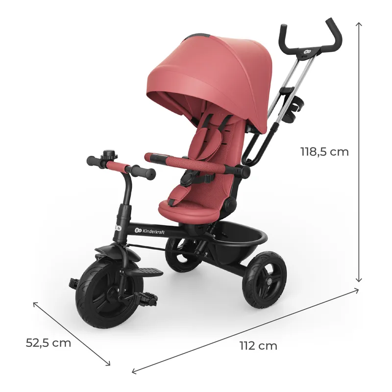 KINDERKRAFT Rowerek Trójkołowy ASTON 2 PLUS Pink
