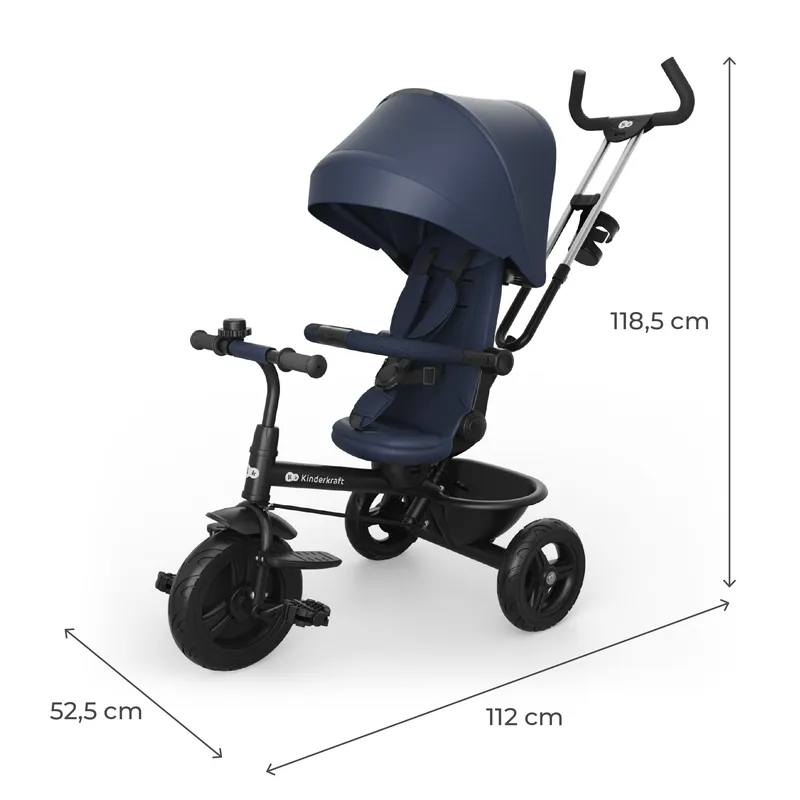 KINDERKRAFT Rowerek Trójkołowy ASTON 2 PLUS Navy