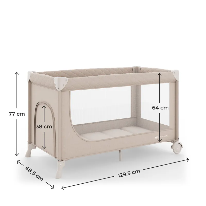 KINDERKRAFT Łóżeczko Turystyczne LEODY UP Beige