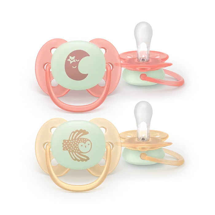AVENT SCF094/02 Smoczek Uspokajający SOOTHER SOFT 0-6 NIGHT&DAY Księżyc/Sowa