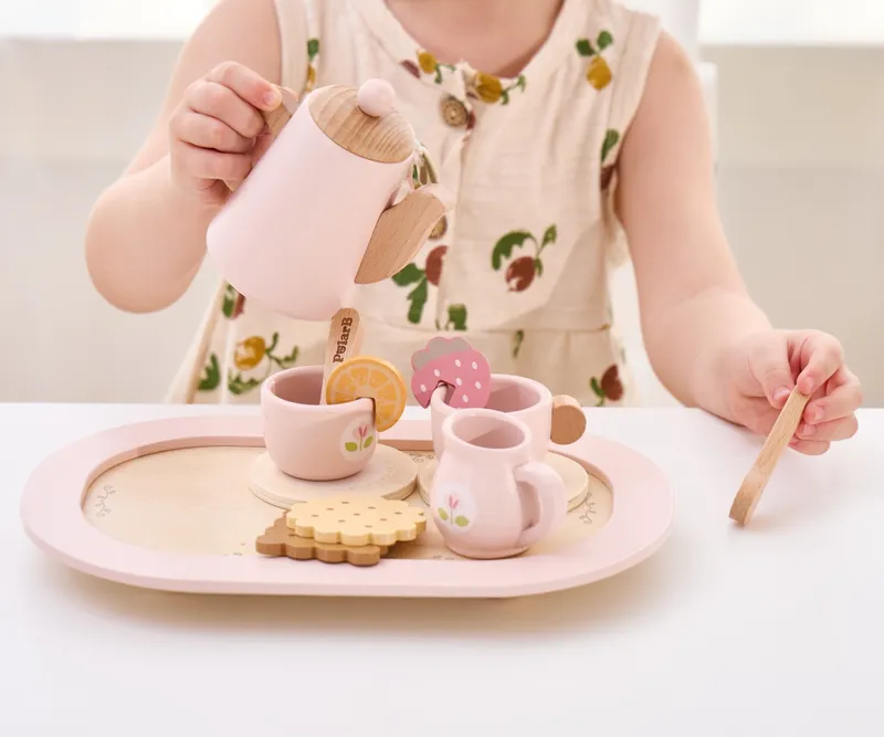 VIGA 44267 PolarB Drewniany Zestaw Do Kawy I Herbaty - Pink