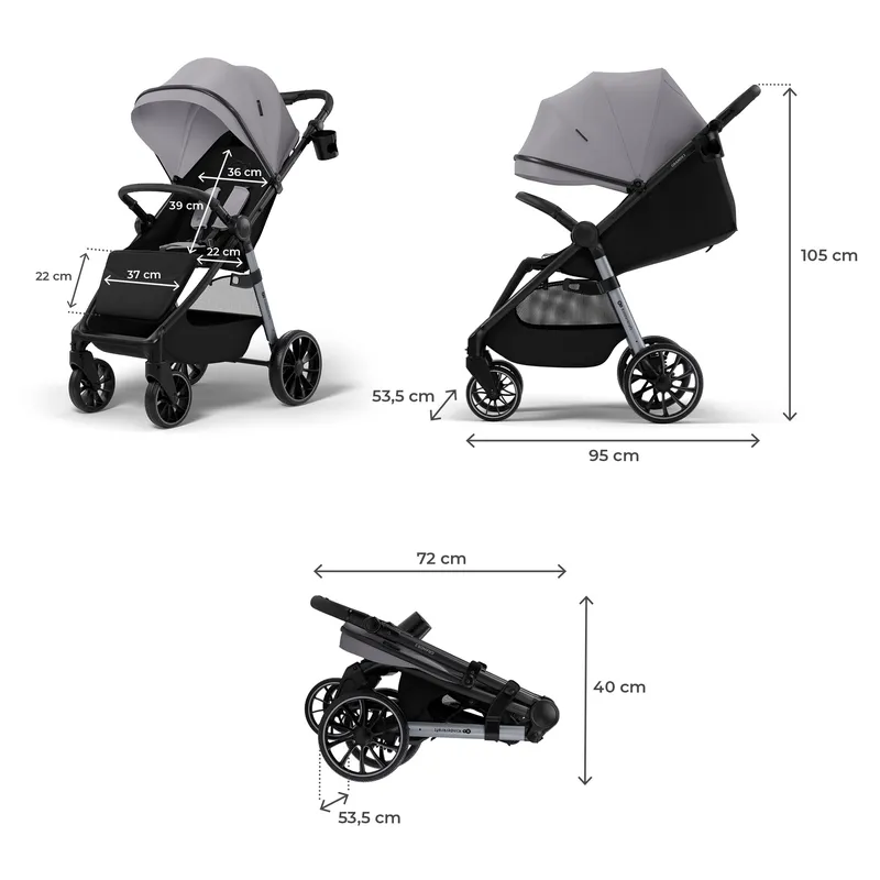 KINDERKRAFT Wózek Spacerowy GRANDE 2 Moonlight Grey