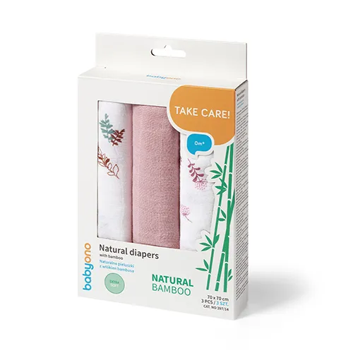 B.O.397/14 Naturalne Pieluszki Z Włókien Bambusa NATURAL BAMBOO - Różowy