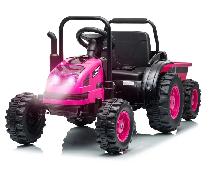 MILLY MALLY 6939 Pojazd Na Akumulator Traktor Z Przyczepą Farmer Pink