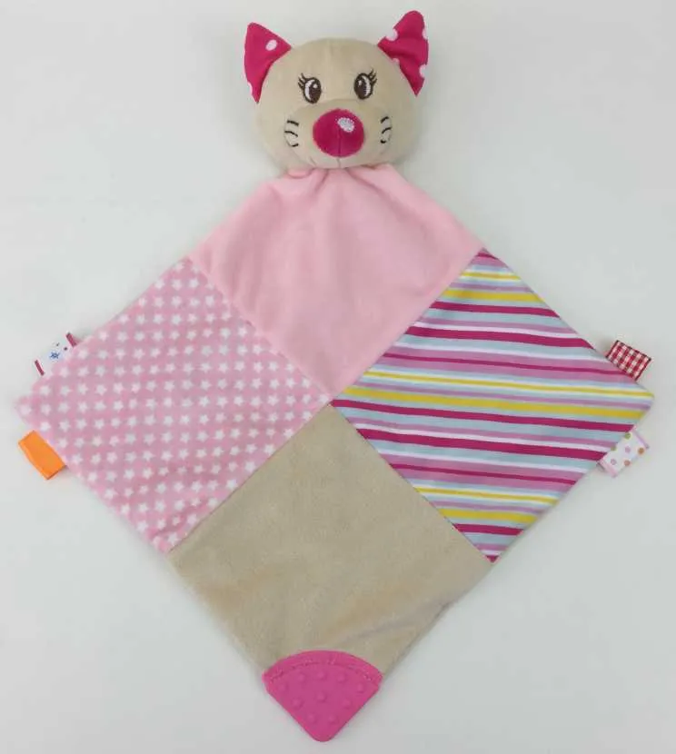 BABY MIX STK-18984 Przytulanka Z Gryzakiem Kotek (Szeleścik) 37192 - Różowy