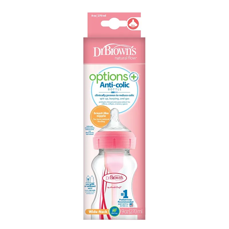 Dr.Browns WB91601 Butelka Szeroka Szyjka 270 ml PP OPTIONS PLUS - Różowa