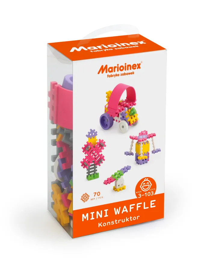 MARIOINEX 902813 Klocki Waffle Mini 70 szt. Konstruktor (Dziewczynka)
