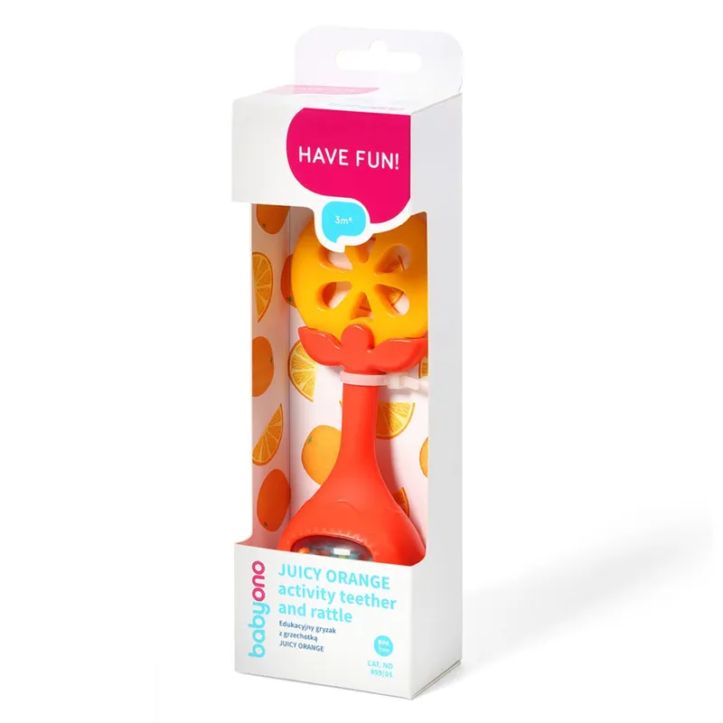 B.O.499/01 Edukacyjny Gryzak Z Grzechotką JUICY ORANGE