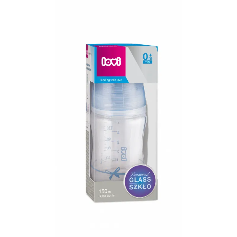 LOVI 74/104 Butelka Szklana Diamond Glass 150 ml Baby Shower Boy
