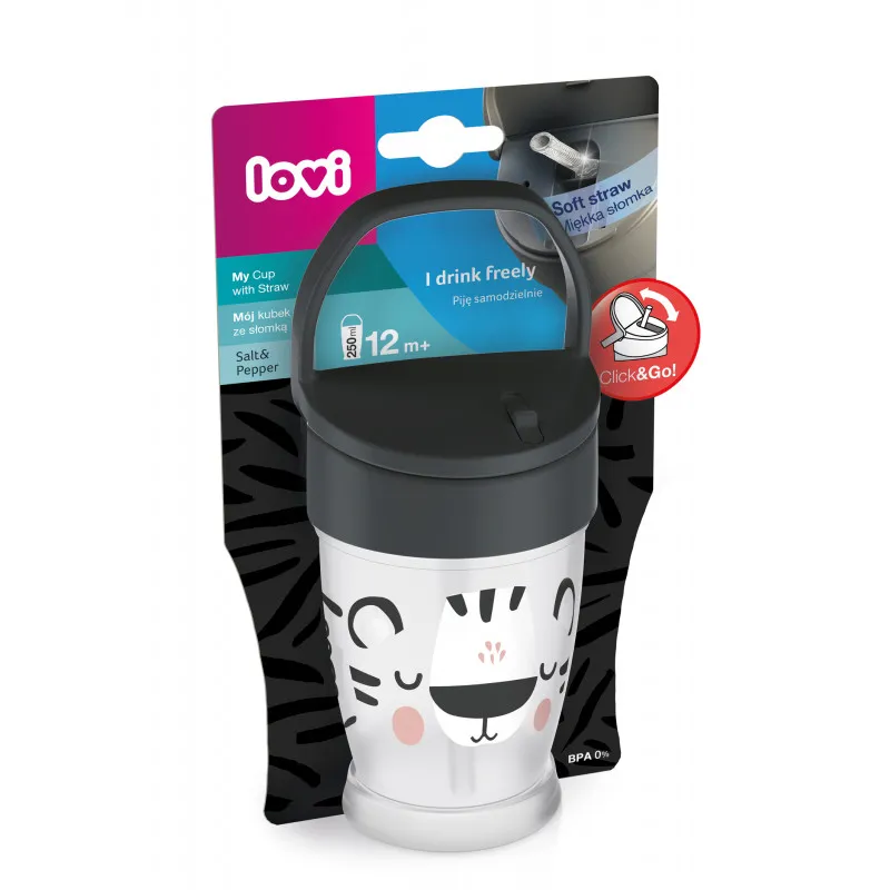 LOVI 35/356 Mój Kubek Ze Słomką Junior 250 ml Salt&Pepper*
