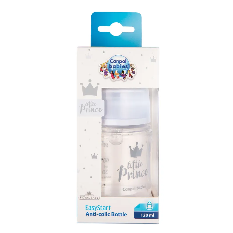 CANPOL 35/233 Butelka Szeroka Antykolkowa 120ml Easy Start Royal - Niebieska