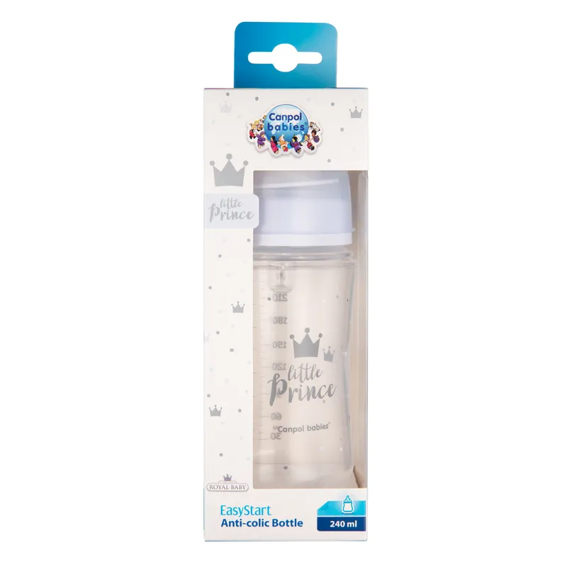 CANPOL 35/234 Butelka Szeroka Antykolkowa 240ml Easy Star Royal - Niebieska