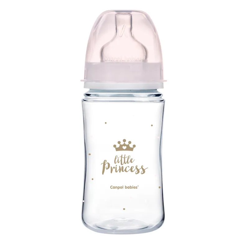 CANPOL 35/234 Butelka Szeroka Antykolkowa 240ml Easy Start Royal - Różowa