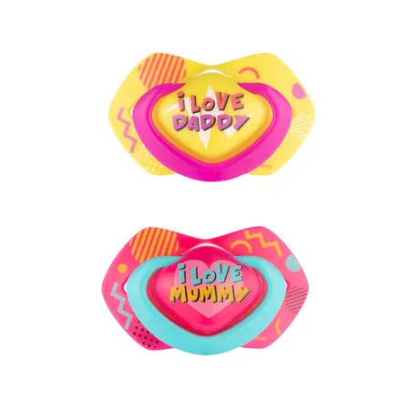 CANPOL 22/653 Smoczek Uspokajający Silikonowy Symetryczny 6-18 m Neon Love - Różowy