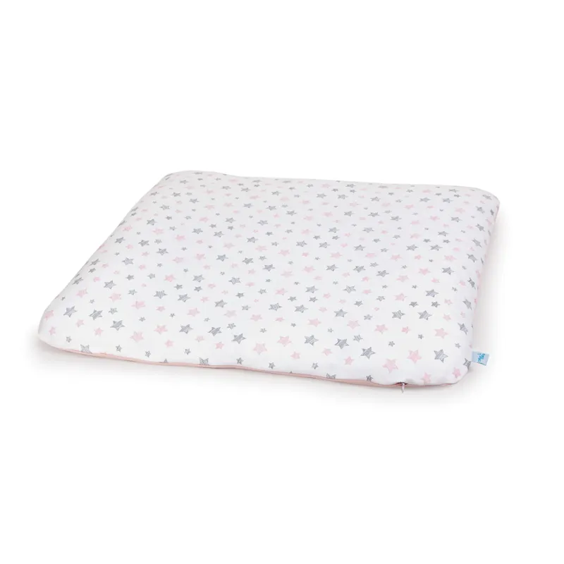 CEBA 848-626-604 Pokrowiec Na Przewijak Miękki (75x72) 2 szt Grey Stars, Light Grey+ Pink Stars, Pink GRATIS Składana Mata Do Przewijania 60x40 Rowanberry