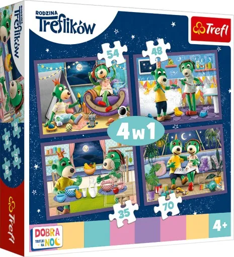 TREFL 34370 Puzzle 4w1 Wieczorne Rytuały Treflików