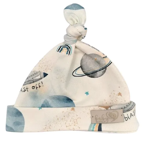BinW 01087 Czapka Niemowlęca Smerfetka Kosmos Ecru 3-6M*