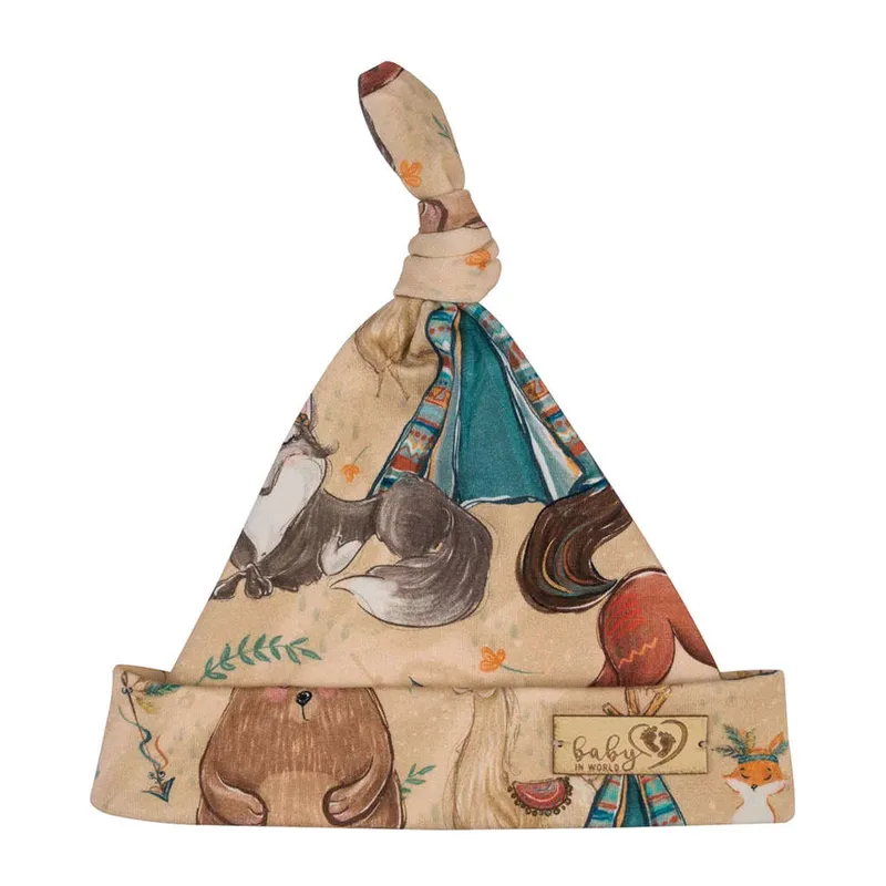 BinW 01265 Czapka Niemowlęca Smerfetka Boho Misiek 7-12M