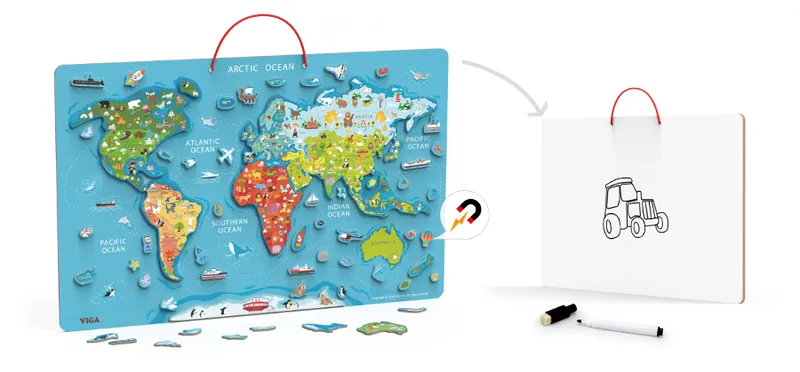 Viga 44508 2w1 Tablica Edukacyjna Z Magnetyczną Mapą Świata