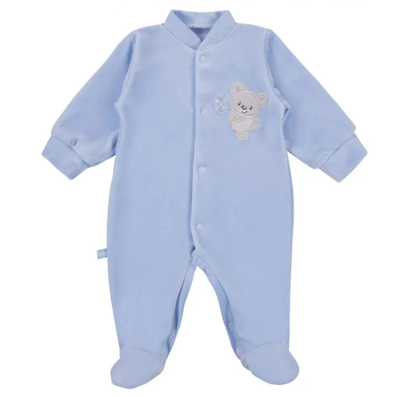 EWA 931030 NEWBORN Pajac Welur 68 - Niebieski
