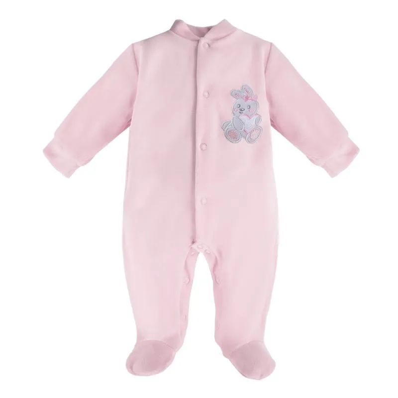 EWA 931023 NEWBORN Pajac Welur Róż 68