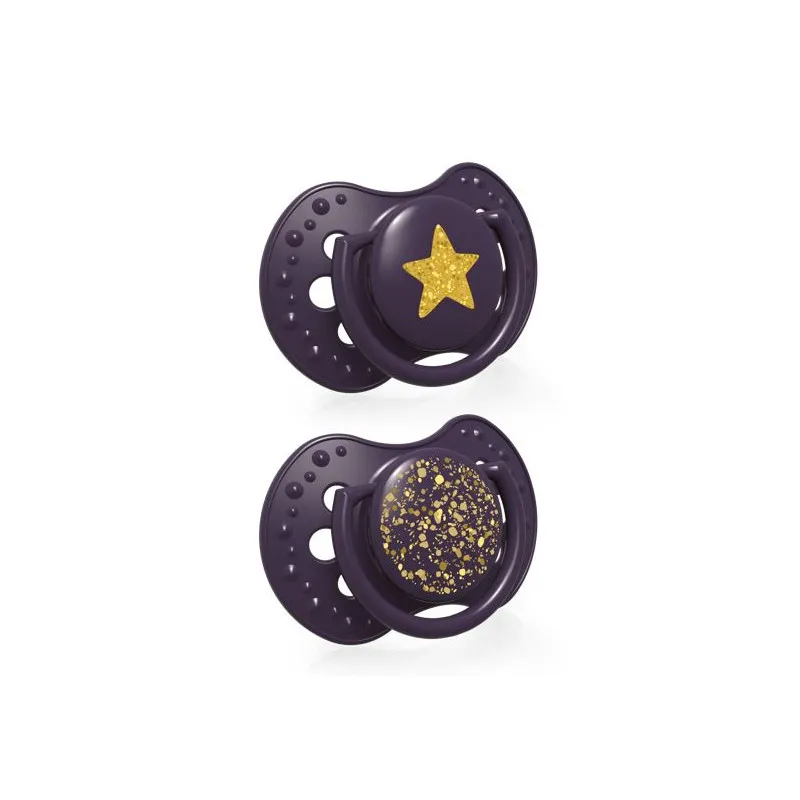LOVI 22/892 Smoczek Silikonowy Dynamiczny 0-3 m 2 szt Stardust Violet