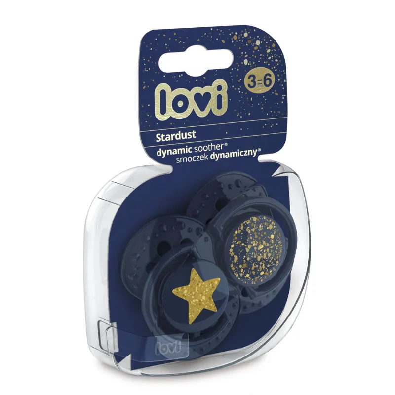 LOVI 22/893 Smoczek Silikonowy Dynamiczny 3-6M 2 szt Stardust Blue