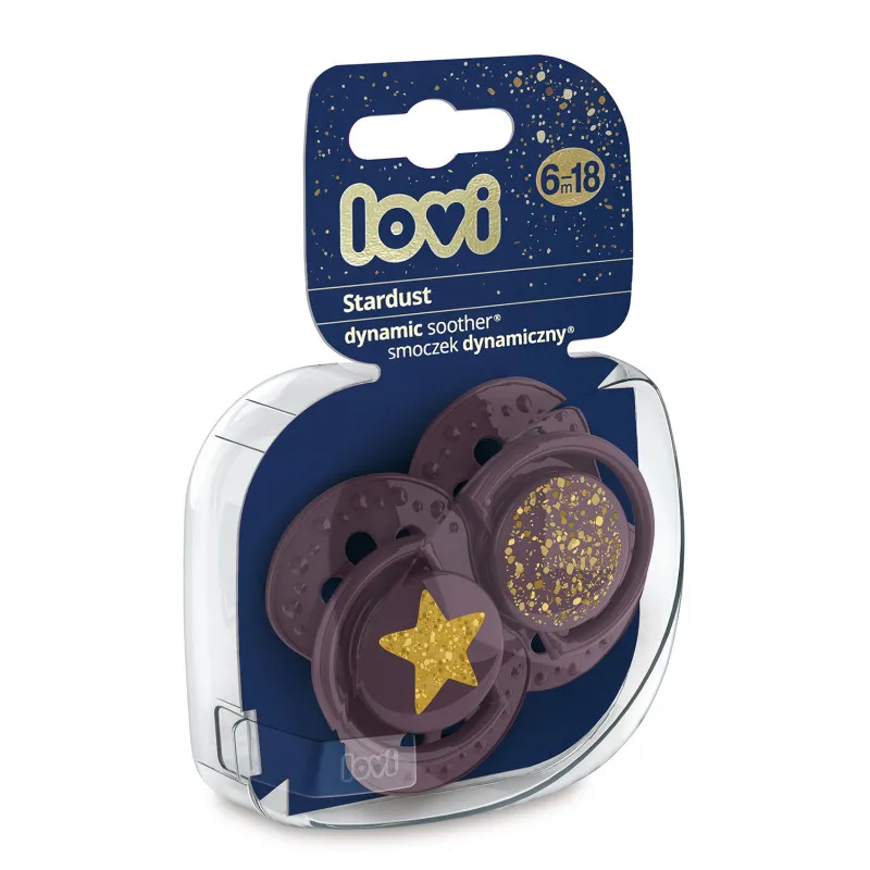LOVI 22/894 Smoczek Silikonowy Dynamiczny 6-18M 2 szt Stardust Violet