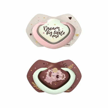 CANPOL 22/659 Smoczek Silikonowy 6-18M Symetryczny Sleepy Koala 2 szt. - Różowy