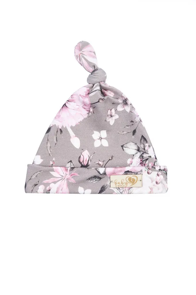 BinW 01312 Czapka Niemowlęca Smerfetka Grey Rose 3-6 M*