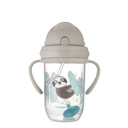 CANPOL 56/606 Kubek Niekapek Z Rurką I Odważnikiem 270 ml Exotic - Szary