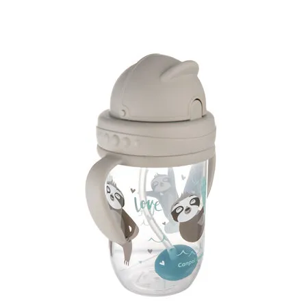 CANPOL 56/606 Kubek Niekapek Z Rurką I Odważnikiem 270 ml Exotic - Szary