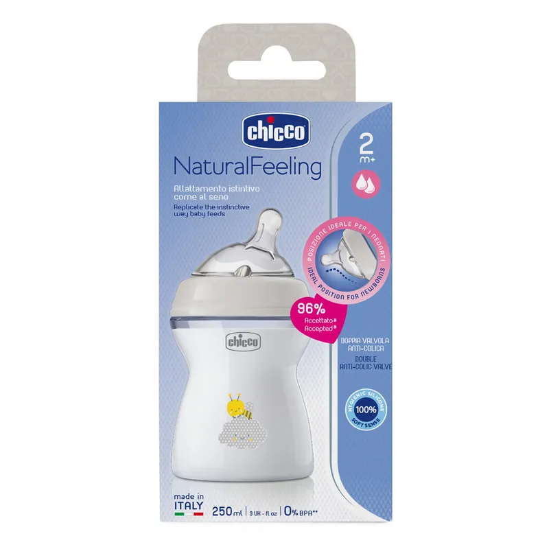 CHICCO 00081323300000 Butelka NF Plastikowa 2M+ 250 ml Neutralna