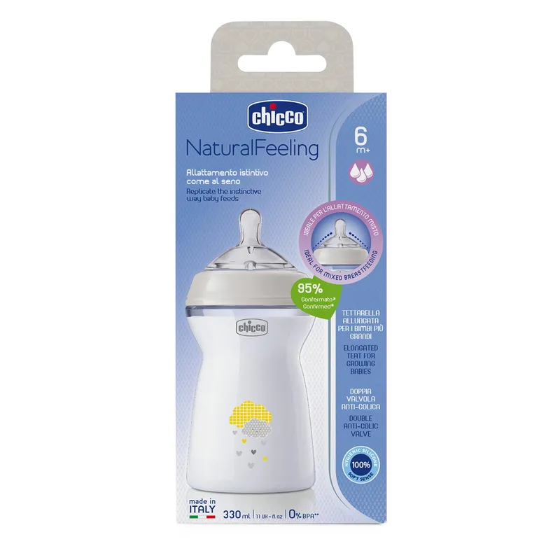 CHICCO 00081335300000 Butelka NF Plastikowa 6M+ 330 ml Neutralna