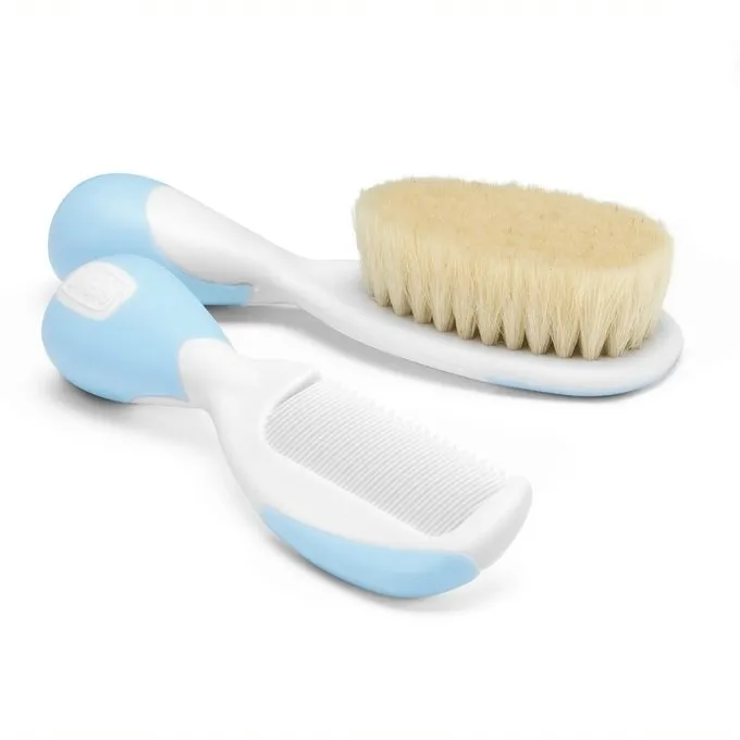 CHICCO 00006569200000 Szczotka+grzebień Naturalne Włosie - Niebieska