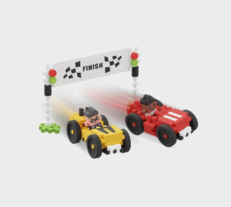 MARIOINEX 903179 Klocki Waffle Mini - Wyścig 80 el