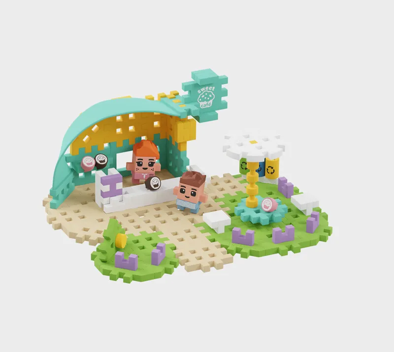 MARIOINEX 903186 Klocki Waffle Mini - Kawiarnia 80 el