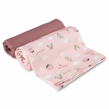 CANPOL 26/901 Pieluszki Muślinowe 2 szt 70x70cm Bonjour Paris Pink