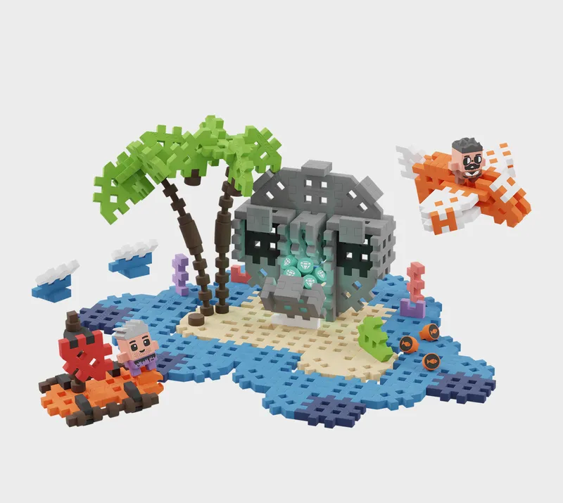 MARIOINEX 903148 Klocki Waffle Mini - Wyspa Skarbów 148 el