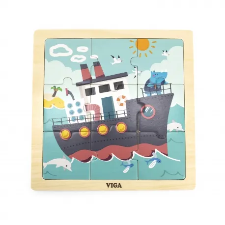 Viga 44630 Drewniane Puzzle Statek 9 Elem