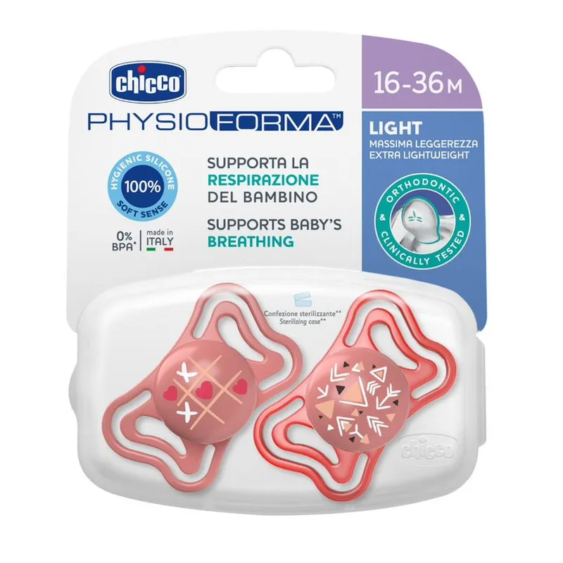 CHICCO 00071039110000 Smoczek PHYSIO LIGHT 16-36M Sil 2 szt Róż