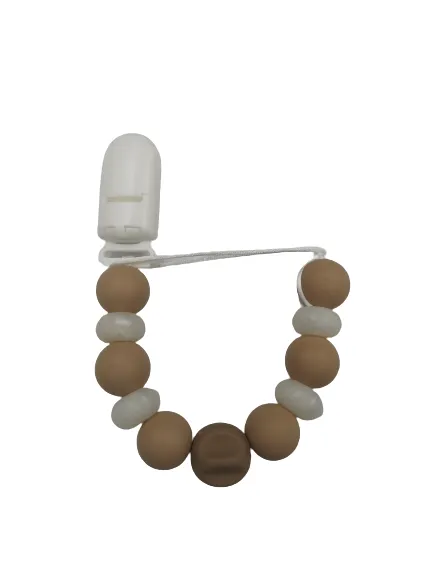 BinW 01433 Zawieszka Do Smoczka Silikonowa BEIGE/PEARL