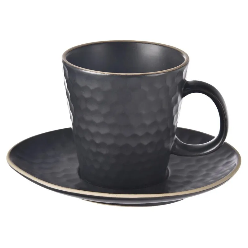 Filiżanka Ze Spodkiem Do Espresso TEA TIME 95 ml MEBLIVA - Czarna