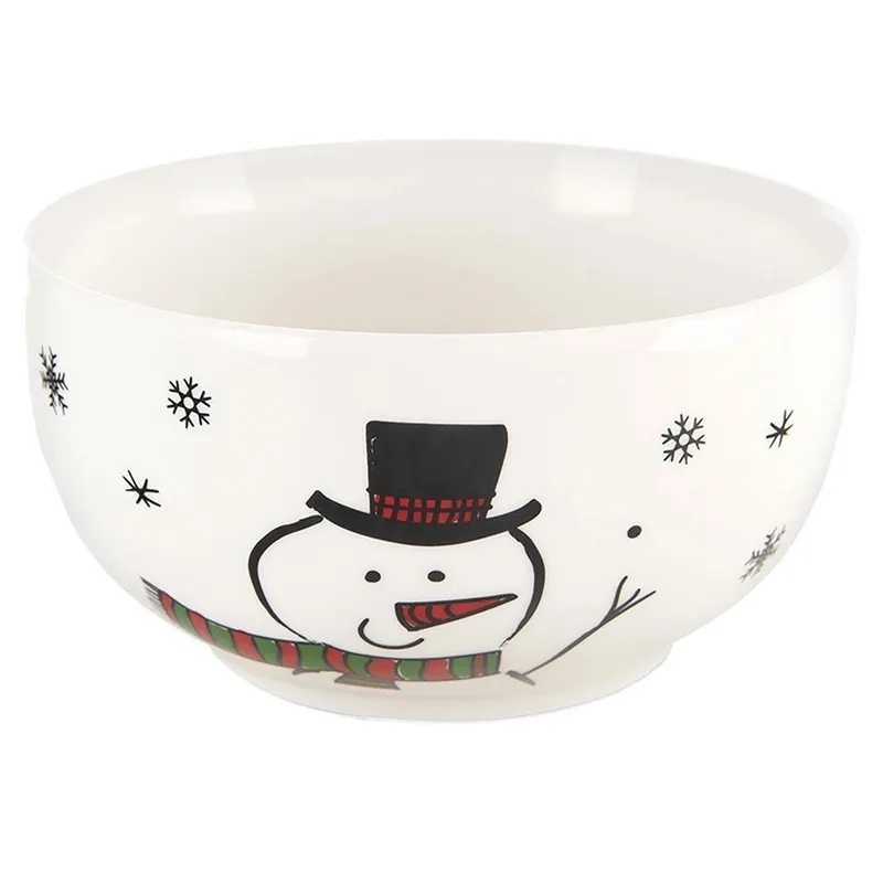 Kubek Z Miseczką Porcelanowy 2 el. Zima Bałwan Zestaw Śniadaniowy MEBLIVA