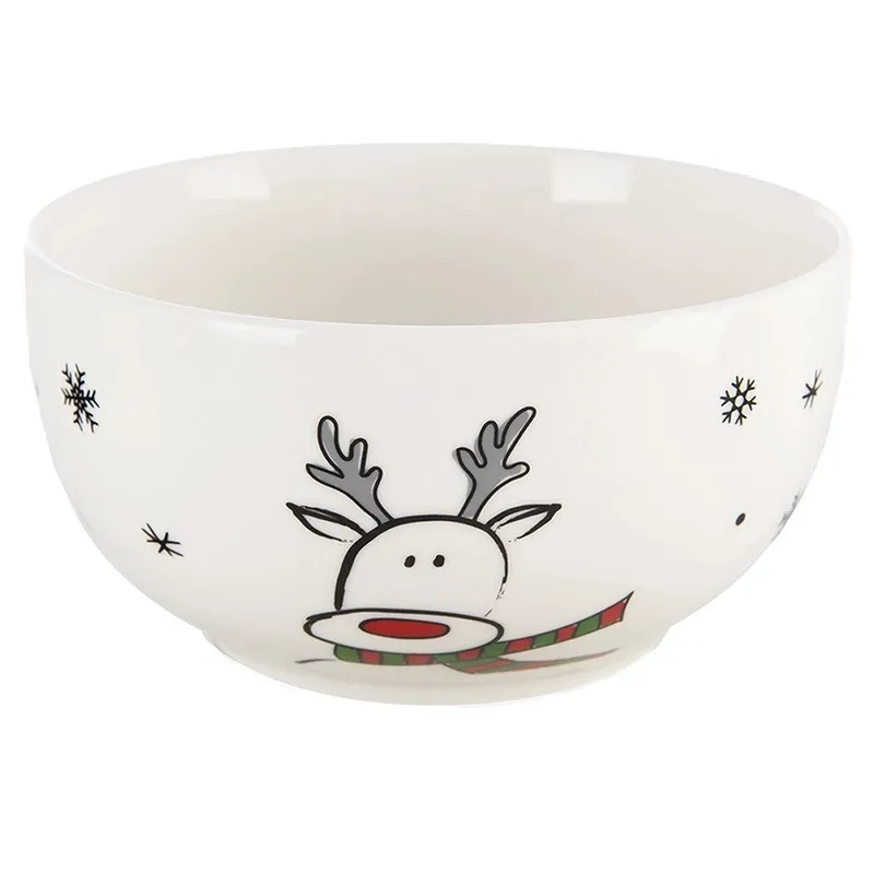 Kubek Z Miseczką Porcelanowy 2 el. Renifer Zestaw Śniadaniowy MEBLIVA